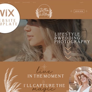 WIX Photography Template - Website Design for Wedding Photographers - WIX Photography Theme - Lifestyle Photographer - Bohemian Design