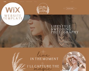 WIX Photography Template - Website Design for Wedding Photographers - WIX Photography Theme - Lifestyle Photographer - Bohemian Design