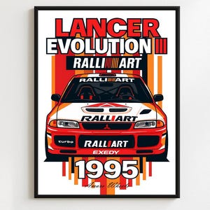 Mitsubishi Lancer Evolution 3 - Ralliart Rally/Rallye - Premium Print, Automotive Wall Art, Old/Classic/Vintage Car Poster, Illustrations