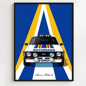 Ford Escort MK2 RS 1800 - Rothmans Racing Rally/Rallye - Premium Print, Automotive Wall Art, Old/Classic/Vintage Car Poster, Illustrations