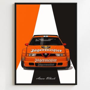 Alfa Romeo 155 V6 TI - Jagermeister Rally/Rallye - Premium Print, Automotive Wall Art, Old/Classic/Vintage Car Poster, Illustrations