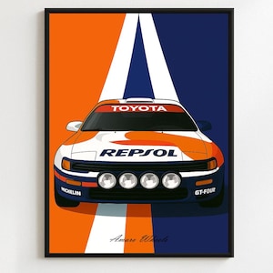 Toyota Celica GT-Four TA01 - Repsol Rally/Rallye - Premium Print, Automotive Wall Art, Old/Classic/Vintage Car Poster, Illustrations