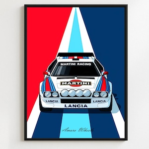 Lancia Delta S4 - Martini Racing Rally/Rallye - Premium Print, Automotive Wall Art, Old/Classic/Vintage Car Poster, Illustrations