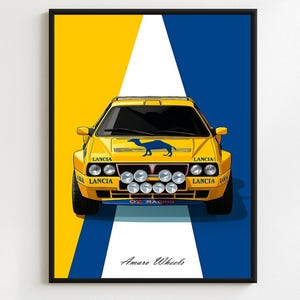 Lancia Delta HF Integrale - Camel Team Rally/Rallye - Premium Print, Automotive Wall Art, Old/Classic/Vintage Car Poster, Illustrations