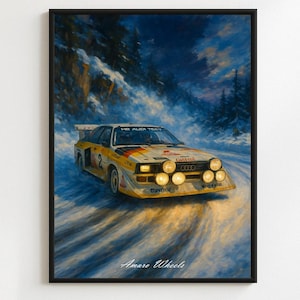 Audi Quattro S1 Nº2 Rally Group B Poster – Classic Rally Car Wall Art – Vintage Motorsport Print – Legendary Group B Racing Illustration