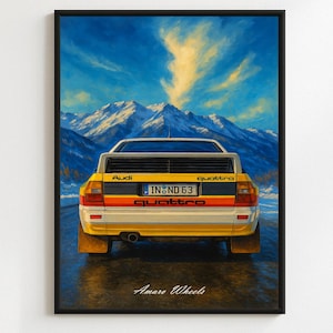 Audi Quattro S1 Nº5 Rally Group B Poster – Classic Rally Car Wall Art – Vintage Motorsport Print – Legendary Group B Racing Illustration