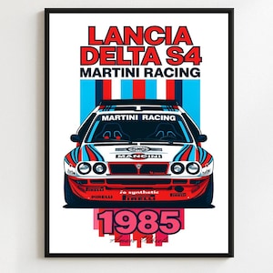Lancia Delta S4 - Martini Racing Rally/Rallye- Premium Print, Automotive Wall Art, Old/Classic/Vintage Car Poster, Illustrations