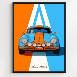 Porsche 356 - Bulldogge - Premium-Druck, Automobile Wandkunst, altes/klassisches/Vintage-Auto-Poster, Illustrationen