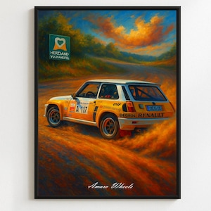 Renall 5 Turbo 2 N°5 Sammlung Gruppe B Poster - Klassisches Sammlungsauto-Wandkunst - Vintage Motorsportdruck - Kultige Gruppe B Rennsport-Illustration