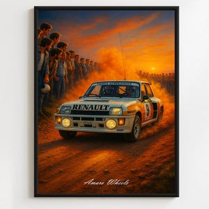 RENAUL 5 Turbo 2 N°1 Sammlung Gruppe B Poster - Klassisches Sammlungsauto Wandkunst - Vintage Motorsport Druck - Kultige Gruppe B Rennsport-Illustration