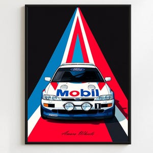 Ford Escort RS Cosworth - Mobil 1 Rally/Rallye - Premium Print, Automotive Wall Art, Old/Classic/Vintage Car Poster, Illustrations