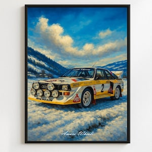 Audi Quattro S1 Nº3 Rally Group B Poster – Classic Rally Car Wall Art – Vintage Motorsport Print – Legendary Group B Racing Illustration