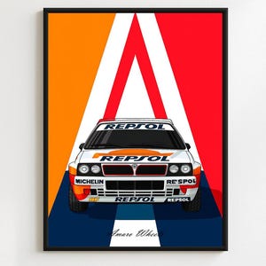 Lancia Delta HF Integrale - Repsol Rally/Rallye - Premium Print, Automotive Wall Art, Old/Classic/Vintage Car Poster, Illustrations