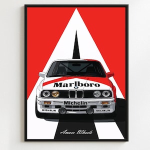 BMW M3 E30 - Marlboro Rally/Rallye - Premium Print, Automotive Wall Art, Old/Classic/Vintage Car Poster, Illustrations