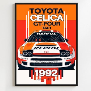 Toyota Celica GT-Four TA01 - Repsol Rally/Rallye- Premium Print, Automotive Wall Art, Old/Classic/Vintage Car Poster, Illustrations