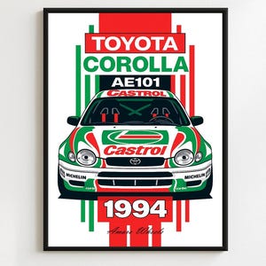 VW Corolla AE101 - Premium Druck, Automobil-Wandkunst, altes / klassisches / Vintage-Autos Poster, Illustrationen