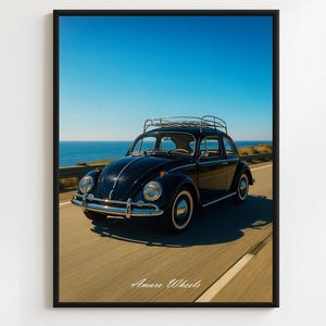 Volkswagen Beetle Nº2 Poster – Vintage Classic Car Wall Art – Retro VW Carocha Print – Iconic Automotive Illustration