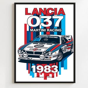 Lancia 037 - Martini Racing Rally/Rallye - Premium Print, Automotive Wall Art, Old/Classic/Vintage Car Poster, Illustrations