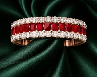 2.00ct Ruby & Diamond Eternity Ring in 18K Rose Gold