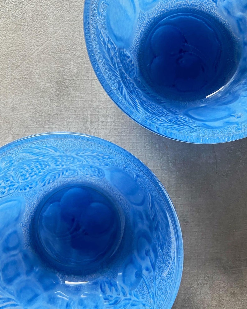 Blue Frosted Glass Bowls Etsy