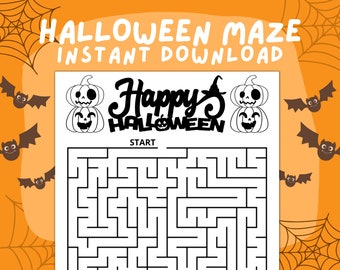Halloween Activity Page, Halloween Maze, Halloween Game, Halloween Puzzle, Halloween Printables, Instant Download