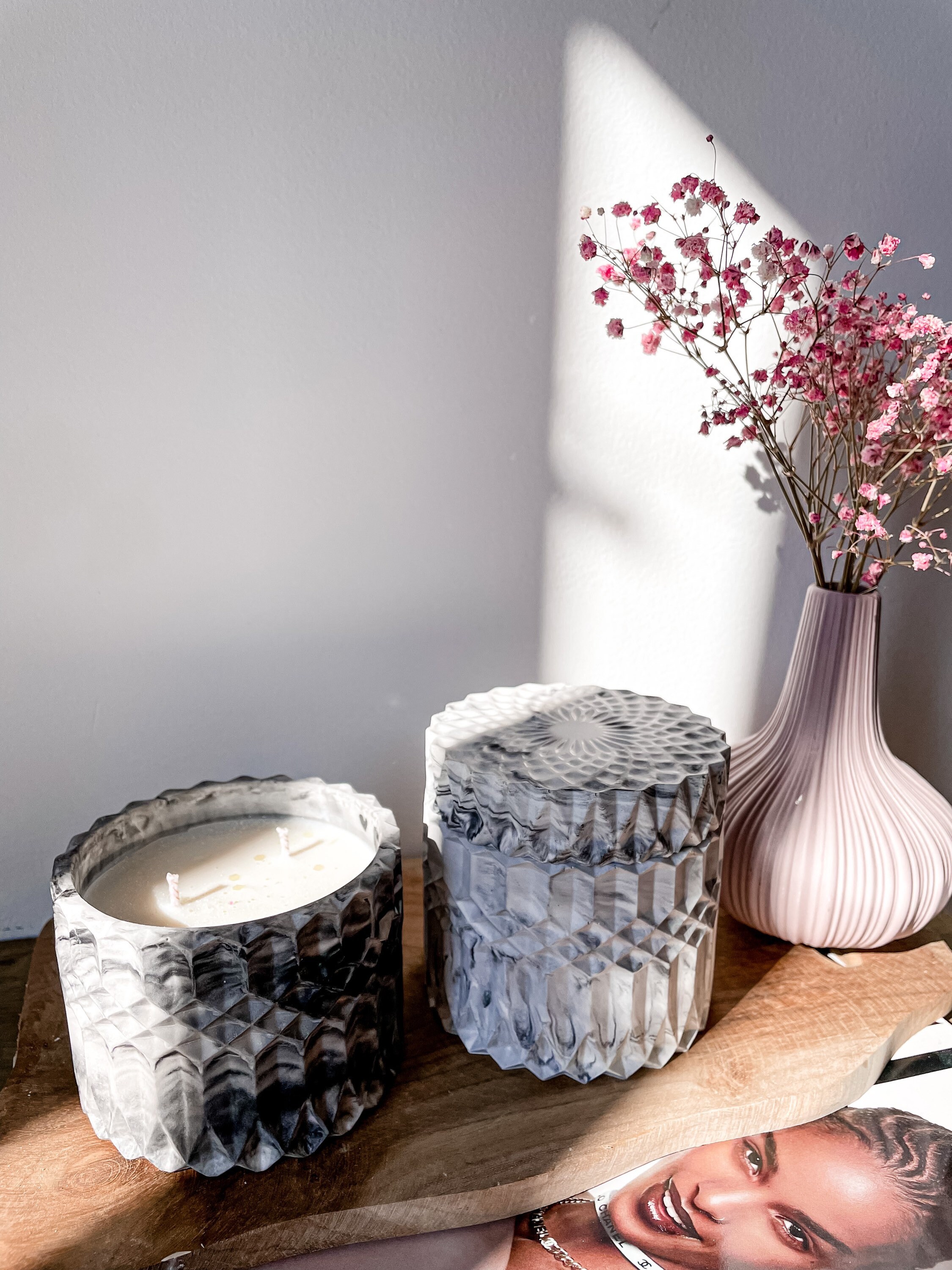 Pot en Béton et Bougie Fait Main