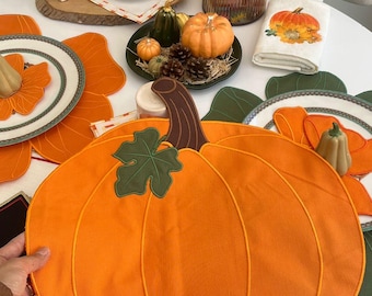 Servilletas bordadas de Halloween, servilletas con bordado de calabaza, servilletas de tela para la cena, servilletas de Acción de Gracias, regalo único, decoración otoñal para el hogar.