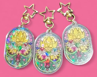 Holographic Sonic Stain Glass Keyring!