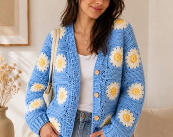 Crochet Granny Square Cardigan Pattern PDF