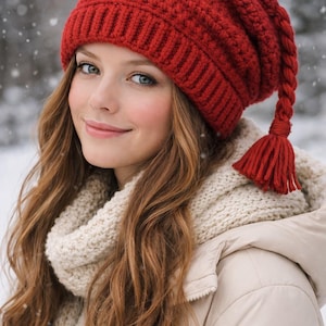 Patrón de crochet para gorro Melt the ICE (PDF) / Gorro de cola larga para principiantes (PDF) / Tutorial de gorro holgado de invierno (crochet de gorro rojo de resistencia)