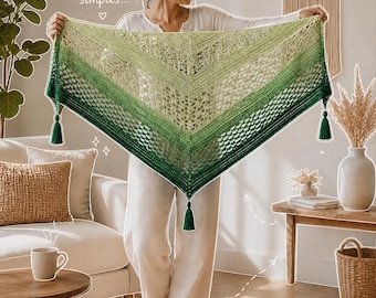 Green Crochet Shawl Pattern PDF