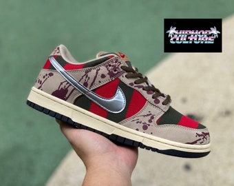 Custom Crafted And Painted Nike SB Freddy Krueger Inspired Design Nightmare On Elm St