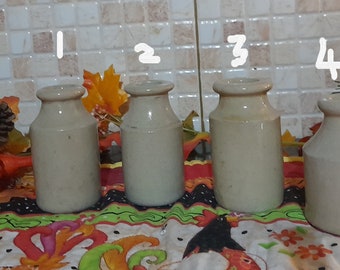 Edwardian Vintage Cream Glaze Stone Ware jars bottles