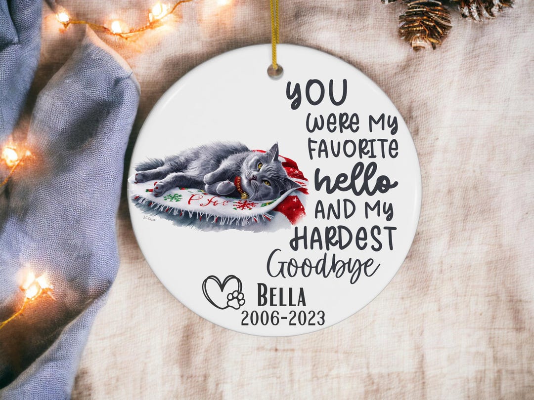 Gray Cat Ornament Memorial Christmas Gift Personalized Custom Pet Loss ...