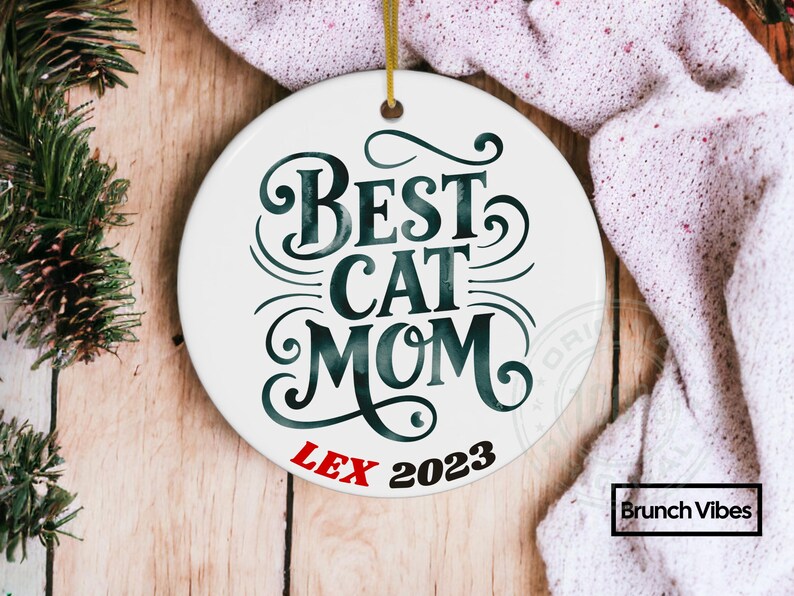 Best Cat Mom Christmas Ornament Tabby Cat Personalized Custom Funny