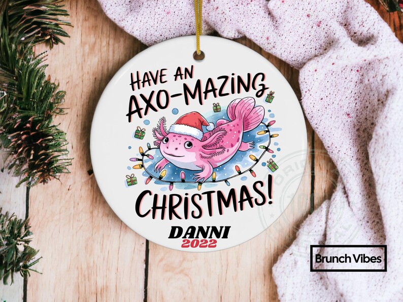 Axolotl Ornament Salamander Christmas Santa Personalized Reptile Custom