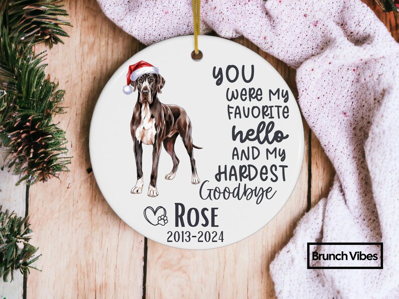 Great Dane Memorial Ornament Christmas Gift Personalized Dog Loss Owner