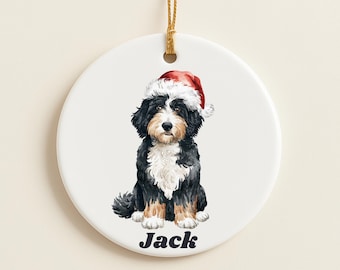 Bernedoodle Ornament Personalized Christmas New Puppy First gift Custom Doodle Memorial Pet Loss Tricolor