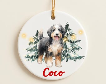 Bernedoodle Ornament Christmas gift Doodle Black and White Personalized decor Dog New dog Owner custom First Puppy Mini Bernie Aussiedoodle