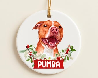 Personalized Pitbull Ornament, Custom Christmas Pet Memorial Keepsake