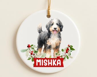 Personalized Bernedoodle Christmas Ornament, Custom Dog Gift