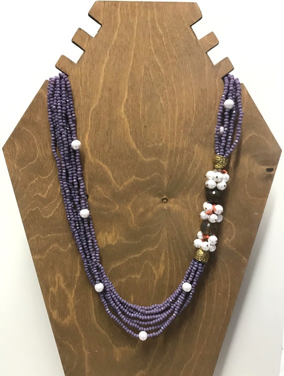 Multi-thread Necklace With Amethyst Crystal Pearls Mallorca - Etsy