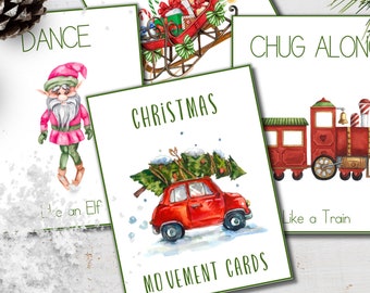 CHRISTMAS MOVEMENT CARDS, Calm Down Activity, Kids Movement, Montessori Flashcards, Fitness for Kids, homeschool printable