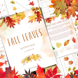 AUTUMN LEAVES Pre-K and K Activity Pack, Homeschool, Digital, Instant DOWNLOAD