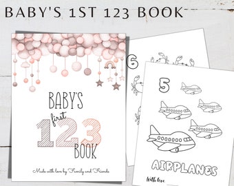 Baby's First 123 Book, Printable 123 Book, Baby's First Numbers Book, DIY 123 Book, My First 123 book, Baby Shower
