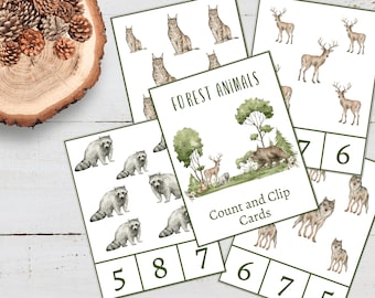 BOS Dieren tellen en clipkaarten, 1 tot 12 tellen, activiteit voor kinderen, direct downloaden