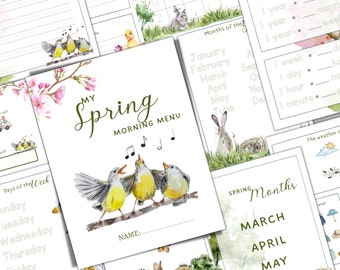SPRING Morning MENU, Homeschool Printables, UPDATED for 2026, Instant Download