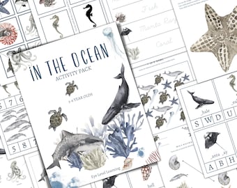 OCEAN Animals Pre-K and K Activity Pack, Homeschool, Digital, INSTANT DOWNLOAD