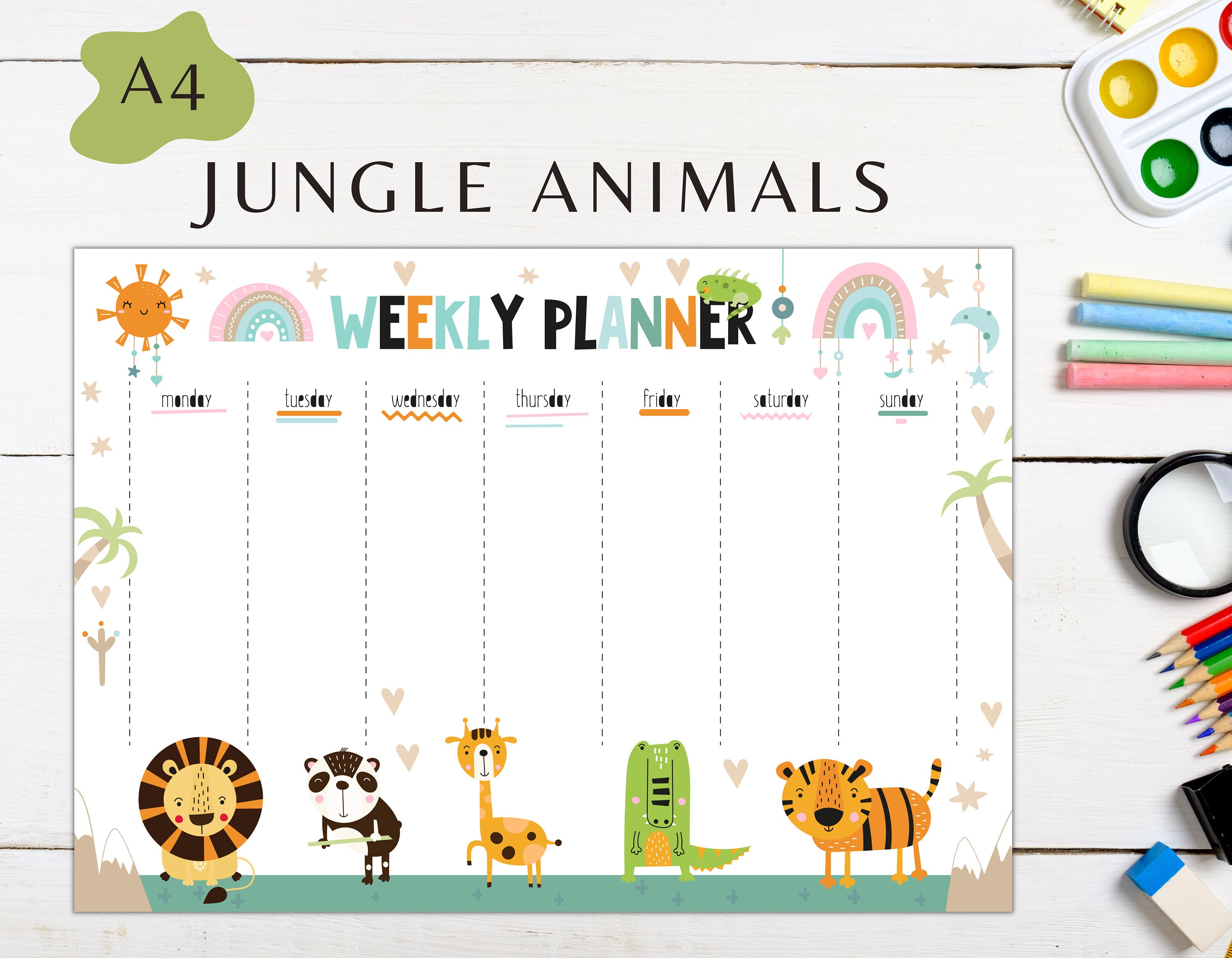 Weekly Roster For Kids Kids Weekly Planners, Printable Kids Weekly School Schedule, 3 Children ...
