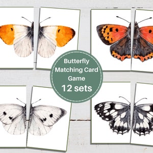 Schmetterling Memory Karte, Symmetrie Puzzle, Kleinkind Vorschule Aktivität, Schmetterling Montessori Aktivität Karteikarten, INSTANT DOWNLOAD
